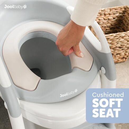 Jool Baby Potty Training Seat with 2 Step Ladder for Toddlers - Soft Cushioned Seat & Splash Guard, Adjustable Height (Gray) in Kuwait