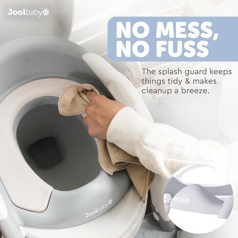 Jool Baby Potty Training Seat with 2 Step Ladder for Toddlers - Soft Cushioned Seat & Splash Guard, Adjustable Height (Gray) in Kuwait