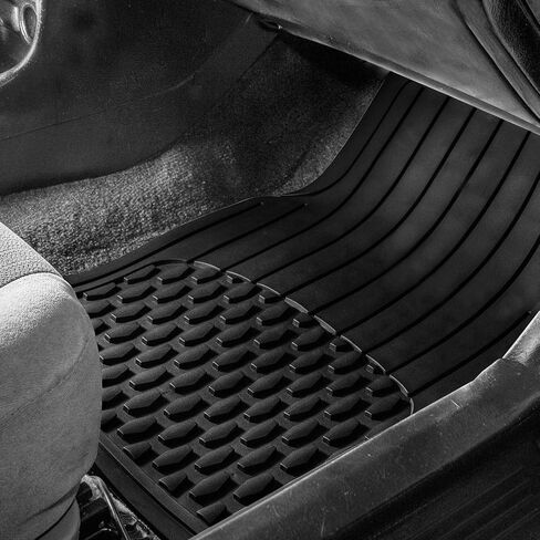 مجموعة FH Group 4 قطع من طرازات Climbroff ™ Vinyl Car Floor Mats- مجموعة كاملة مع بطانة شحن الفينيل القابلة للتكسير- ملائمة عالمية لشاحنات السيارات وسيارات الدفع الرباعي (أسود) in Kuwait