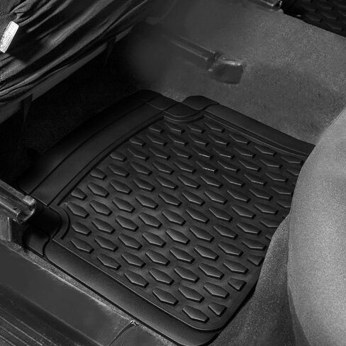 مجموعة FH Group 4 قطع من طرازات Climbroff ™ Vinyl Car Floor Mats- مجموعة كاملة مع بطانة شحن الفينيل القابلة للتكسير- ملائمة عالمية لشاحنات السيارات وسيارات الدفع الرباعي (أسود) in Kuwait