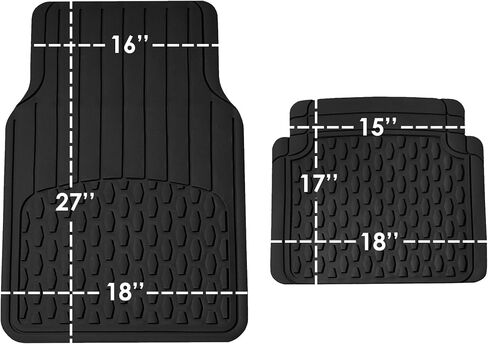 مجموعة FH Group 4 قطع من طرازات Climbroff ™ Vinyl Car Floor Mats- مجموعة كاملة مع بطانة شحن الفينيل القابلة للتكسير- ملائمة عالمية لشاحنات السيارات وسيارات الدفع الرباعي (أسود) in Kuwait
