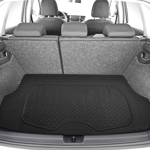 مجموعة FH Group 4 قطع من طرازات Climbroff ™ Vinyl Car Floor Mats- مجموعة كاملة مع بطانة شحن الفينيل القابلة للتكسير- ملائمة عالمية لشاحنات السيارات وسيارات الدفع الرباعي (أسود) in Kuwait