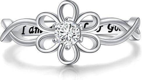Yearace 925 Sterling Silver Engraved I am a Child of God Infinity Love of God Religious Cross Ring for Women Baptism Easter Jewelry, Size 5 in Saudi Arabia