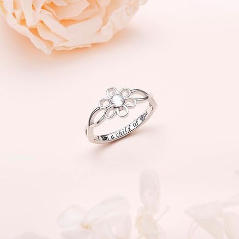 Yearace 925 Sterling Silver Engraved I am a Child of God Infinity Love of God Religious Cross Ring for Women Baptism Easter Jewelry, Size 5 in Saudi Arabia