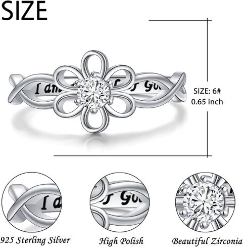 Yearace 925 Sterling Silver Engraved I am a Child of God Infinity Love of God Religious Cross Ring for Women Baptism Easter Jewelry, Size 5 in Saudi Arabia