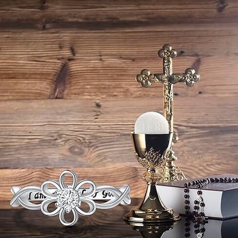 Yearace 925 Sterling Silver Engraved I am a Child of God Infinity Love of God Religious Cross Ring for Women Baptism Easter Jewelry, Size 5 in Saudi Arabia