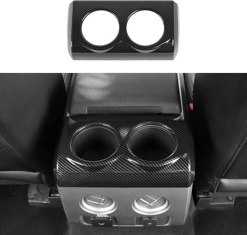 Jimen Compatible with Ford F150 2009-2014, Rear Seat Armrest Cup Holder Panel Cover Trim (Carbon Fiber) in Saudi Arabia