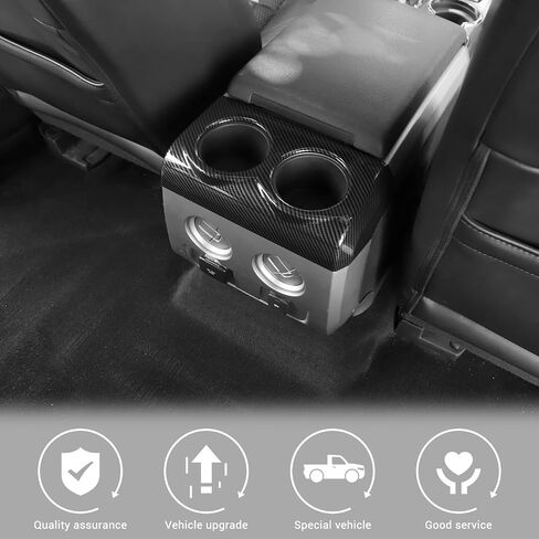 Jimen Compatible with Ford F150 2009-2014, Rear Seat Armrest Cup Holder Panel Cover Trim (Carbon Fiber) in Saudi Arabia