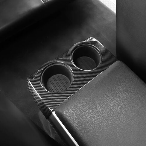 Jimen Compatible with Ford F150 2009-2014, Rear Seat Armrest Cup Holder Panel Cover Trim (Carbon Fiber) in Saudi Arabia