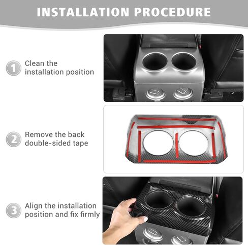 Jimen Compatible with Ford F150 2009-2014, Rear Seat Armrest Cup Holder Panel Cover Trim (Carbon Fiber) in Saudi Arabia