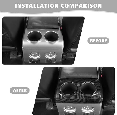 Jimen Compatible with Ford F150 2009-2014, Rear Seat Armrest Cup Holder Panel Cover Trim (Carbon Fiber) in Saudi Arabia
