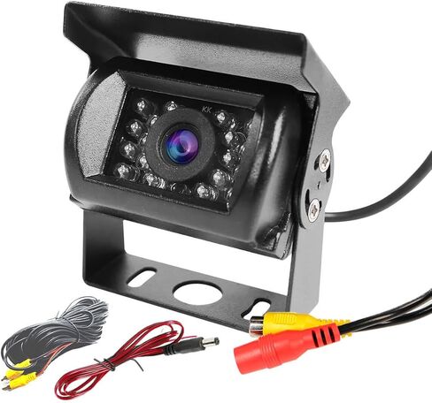 CAR الخلفي عرض الكاميرا الاحتياطية العكسية مع 18 IR LED الرؤية الليلية ، مقاومة للماء IP68 كاميرا احتياطية للسيارات (12-24 فولت) لمقطورة شاحنة الحافلات RV بيك آب مركبة HOTERHOME VAN +10M RCA كابل ، أسود in Kuwait