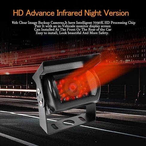 CAR الخلفي عرض الكاميرا الاحتياطية العكسية مع 18 IR LED الرؤية الليلية ، مقاومة للماء IP68 كاميرا احتياطية للسيارات (12-24 فولت) لمقطورة شاحنة الحافلات RV بيك آب مركبة HOTERHOME VAN +10M RCA كابل ، أسود in Kuwait