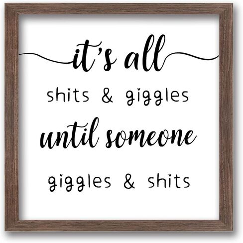 FINGERINSPIRE It's All Shits Art Sign Solid Wood Bathroom Sign with Arylic Layer 7x7 Inch Funny Bathroom Wall Art Large Hangable Wooden Frame for Bathroom Decor in Saudi Arabia