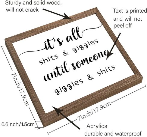 FINGERINSPIRE It's All Shits Art Sign Solid Wood Bathroom Sign with Arylic Layer 7x7 Inch Funny Bathroom Wall Art Large Hangable Wooden Frame for Bathroom Decor in Saudi Arabia