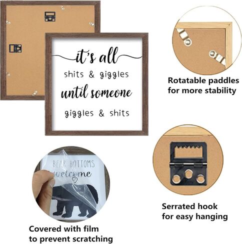 FINGERINSPIRE It's All Shits Art Sign Solid Wood Bathroom Sign with Arylic Layer 7x7 Inch Funny Bathroom Wall Art Large Hangable Wooden Frame for Bathroom Decor in Saudi Arabia