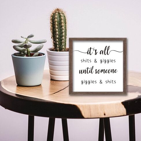 FINGERINSPIRE It's All Shits Art Sign Solid Wood Bathroom Sign with Arylic Layer 7x7 Inch Funny Bathroom Wall Art Large Hangable Wooden Frame for Bathroom Decor in Saudi Arabia
