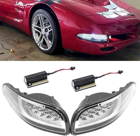 NJSBYL CORVETTE POMPER CORNER CORNER TEND LIGHT KITS لـ CHEVY CORVETTE C5 1997-2004 DRL DEAMTY RUNDAY LAMPS Sequential Amber LED Side Marker C5 Z06 White LED STARK in Saudi Arabia