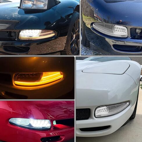NJSBYL CORVETTE POMPER CORNER CORNER TEND LIGHT KITS لـ CHEVY CORVETTE C5 1997-2004 DRL DEAMTY RUNDAY LAMPS Sequential Amber LED Side Marker C5 Z06 White LED STARK in Saudi Arabia