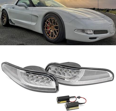 NJSBYL CORVETTE POMPER CORNER CORNER TEND LIGHT KITS لـ CHEVY CORVETTE C5 1997-2004 DRL DEAMTY RUNDAY LAMPS Sequential Amber LED Side Marker C5 Z06 White LED STARK in Saudi Arabia