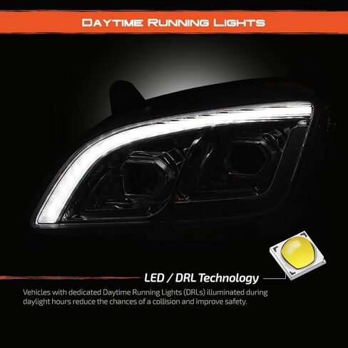 AKKON- Fit 2011-2021 Peterbilt 579 587 Class 8 Dual Lens Projector Headlight w/DRL Sequential Turn Signal Headlamp Chrome Assembly in Saudi Arabia