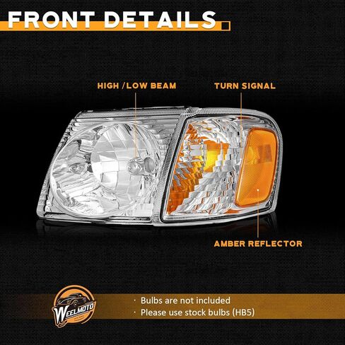 Halogen Headlights Assembly Driver & Passenger Side Compatible with 2001-2003 Ford Explorer Sport ONLY & 2001-2005 Ford Explorer Trac ONLY (Does NOT fit non-sport models) in Saudi Arabia