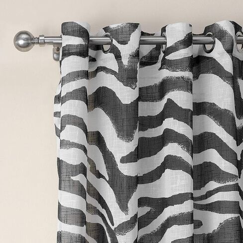 الستائر النمط Zebra Vctops Grommet Top Semi Linen Structed Window Strupes لغرفة المعيشة غرفة النوم ، لوحة واحدة (Zebra ، 52 "x84") in Saudi Arabia