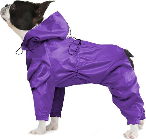 BRKURLEG Dog Raincoat, 4 Legs Dog Rain Jacket, Pet Waterproof Rainproof Jacket with Leash Hole Reflective Pet Poncho for Medium Dogs Large Dog Boy Girl, Lightweight Waterproof Jacket, Pink L in Kuwait