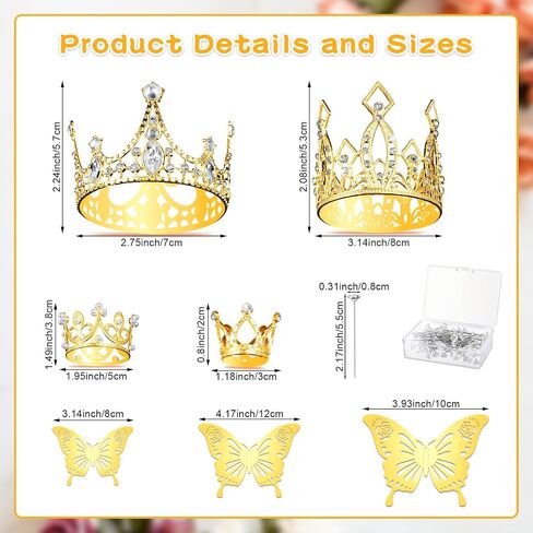 Silver Crowns for Flower Bouquets and Flower Bouquet Accessories, Including 4 Pieces Gold Crowns for Flower Bouquets, 12 Pieces Butterfly Decorations and 50 Pieces Diamond Pins for Bouquets in Saudi Arabia