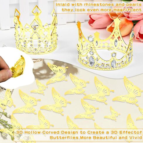 Silver Crowns for Flower Bouquets and Flower Bouquet Accessories, Including 4 Pieces Gold Crowns for Flower Bouquets, 12 Pieces Butterfly Decorations and 50 Pieces Diamond Pins for Bouquets in Saudi Arabia