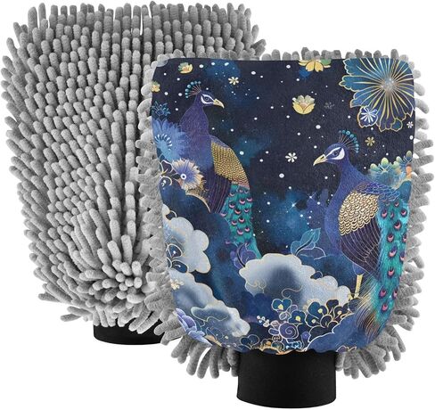 Absorbent Microfiber Car Wash Drying Mitts, 2 Pack, Scratch-Free & Lint-Free, Rich Foam, Highly Absorbent, Double Sided, Wash Mitt Perfect for Car Washing, M, Peacock (10) in Saudi Arabia