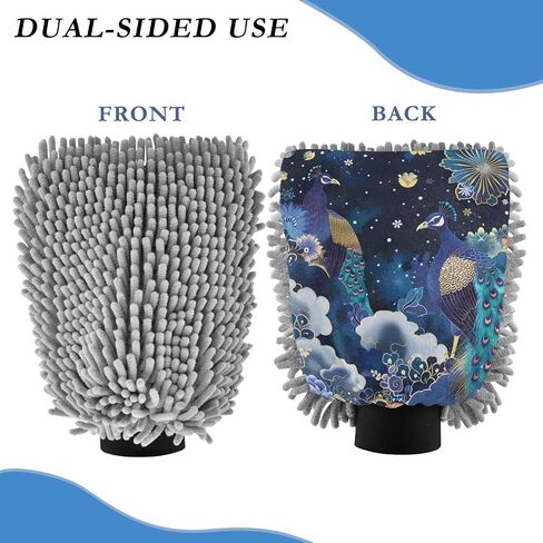 Absorbent Microfiber Car Wash Drying Mitts, 2 Pack, Scratch-Free & Lint-Free, Rich Foam, Highly Absorbent, Double Sided, Wash Mitt Perfect for Car Washing, M, Peacock (10) in Saudi Arabia