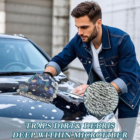Absorbent Microfiber Car Wash Drying Mitts, 2 Pack, Scratch-Free & Lint-Free, Rich Foam, Highly Absorbent, Double Sided, Wash Mitt Perfect for Car Washing, M, Peacock (10) in Saudi Arabia