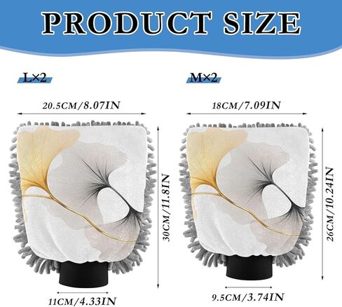 Absorbent Microfiber Car Wash Drying Mitts, 2 Pack, Scratch-Free & Lint-Free, Rich Foam, Highly Absorbent, Double Sided, Wash Mitt Perfect for Car Washing, L, Flower (30) in Saudi Arabia