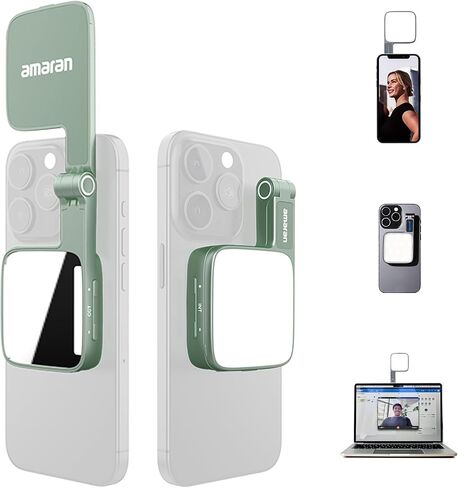 Amaran Go Magnety Selfie Phone Light ، متوافق مع مغناطيس Magsafe & Qi2 ، مصدر مصباح LED مزدوج مع ضوء مرآة قابل للتعديل و CCT (2700k-6500k) ، لالتقاط صور شخصية ، مكياج ، وإنشاء المحتوى (الفحم) in Kuwait