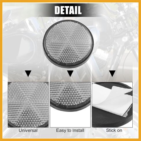 2 Pcs 56mm White Plastic Universal Round Reflective Warning Reflector with Adhesive Tape for Motorcycle Bike Replacement in Saudi Arabia