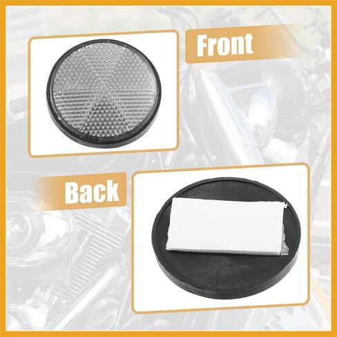 2 Pcs 56mm White Plastic Universal Round Reflective Warning Reflector with Adhesive Tape for Motorcycle Bike Replacement in Saudi Arabia