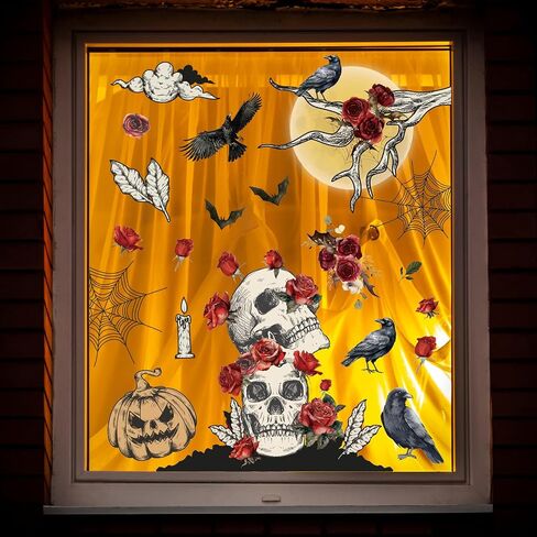 9 Sheet Fall Sunflower Window Clings Hanging Maple Leaves Flower Vine Window Stickers Double-Side Floral Glass Decals for Autumn Thanksgiving Home Harvest Party Shop Display Decoration in Saudi Arabia
