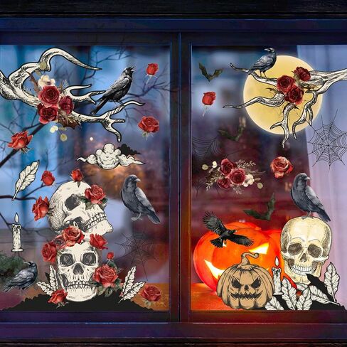 9 Sheet Fall Sunflower Window Clings Hanging Maple Leaves Flower Vine Window Stickers Double-Side Floral Glass Decals for Autumn Thanksgiving Home Harvest Party Shop Display Decoration in Saudi Arabia