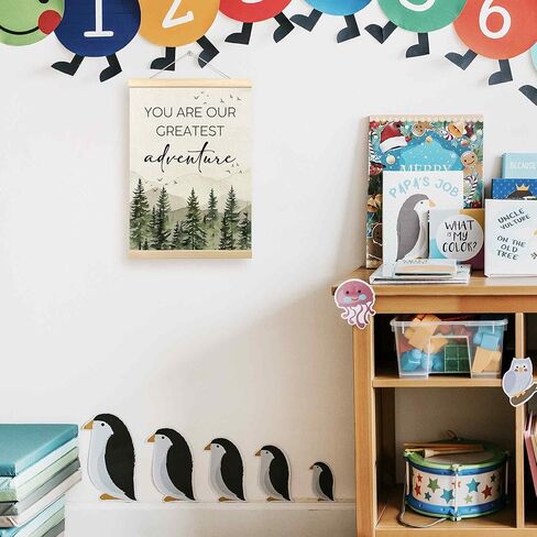 Tleske Woodland Baby Nursery Decore Poster Frame ، Forest Mountain Hanging Wall Art Decor in Kuwait