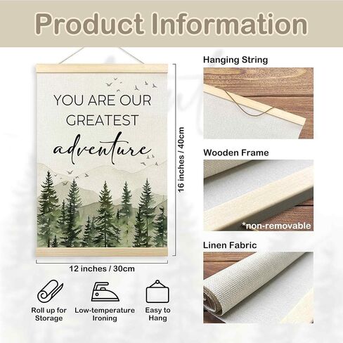 Tleske Woodland Baby Nursery Decore Poster Frame ، Forest Mountain Hanging Wall Art Decor in Kuwait