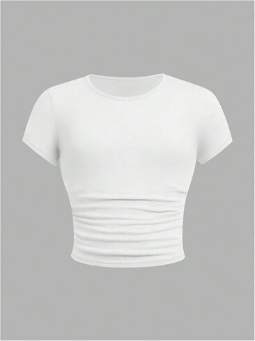 Floerns Girl's 3 Piece Short Sleeve T Shirts Ruched Crew Neck Basic Tee Tops in Saudi Arabia