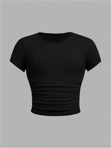 Floerns Girl's 3 Piece Short Sleeve T Shirts Ruched Crew Neck Basic Tee Tops in Saudi Arabia