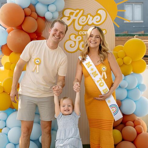 3 عبوات أزرق أمي لتكون أبي وشاح أن تكون دبوسًا ، الأم لتكون وشاحًا ودامنًا يا أبي ليكون قزموا للطفل في زخارف دش الطفل بلوم. in Kuwait