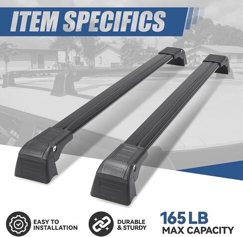 Auto Dynasty Pair of Factory Style Roof Rack Top Rail Cross Bars Buggage Cargo Carrier Compatible with Soul 2014-2019, Aluminum, Black Powdercoated in Saudi Arabia