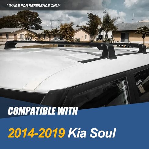 Auto Dynasty Pair of Factory Style Roof Rack Top Rail Cross Bars Buggage Cargo Carrier Compatible with Soul 2014-2019, Aluminum, Black Powdercoated in Saudi Arabia