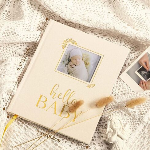 LANPN Hello Baby Memory Book ، Newborn First 5 Years Thekeake with DIY Window ، Linen Baby Book Memories Journal Scrapbook Book ، Baby Milestone Book for Boy Girl New Parents (Blue ، 154 Pages) in Kuwait
