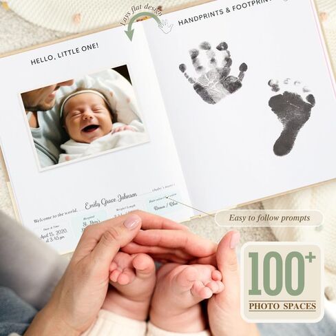 LANPN Hello Baby Memory Book ، Newborn First 5 Years Thekeake with DIY Window ، Linen Baby Book Memories Journal Scrapbook Book ، Baby Milestone Book for Boy Girl New Parents (Blue ، 154 Pages) in Kuwait
