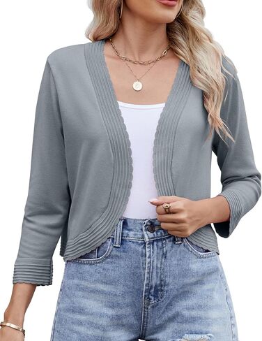 Women's Long Sleeve Knitted Cardigan Solid Color Open Front Tops Shrug in Kuwait