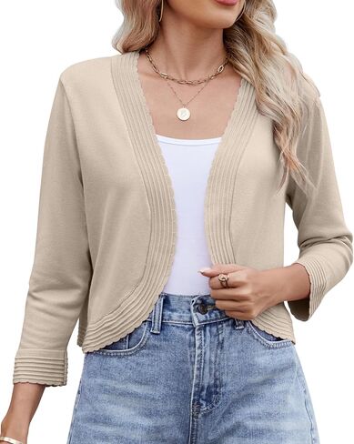 Women's Long Sleeve Knitted Cardigan Solid Color Open Front Tops Shrug in Kuwait